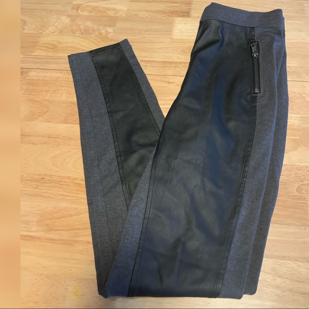 H&M Grey/Black Faux Leather Leggings